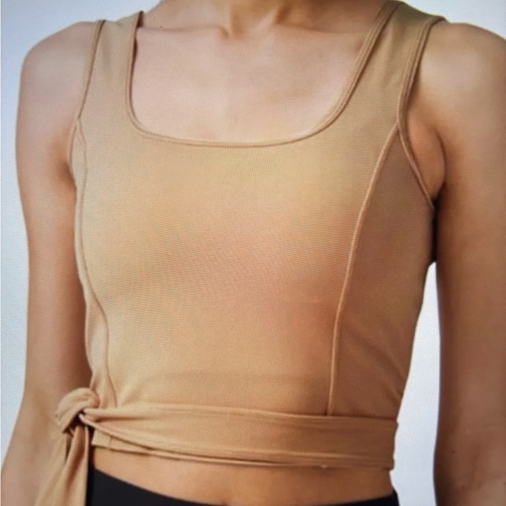 Lululemon Athletica Tan Tie Front Crop Tank Top